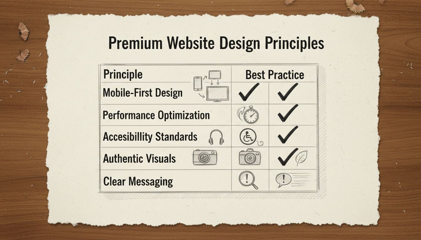 Confronto dei principi di design di siti web premium che mostra le migliori pratiche e gli errori comuni