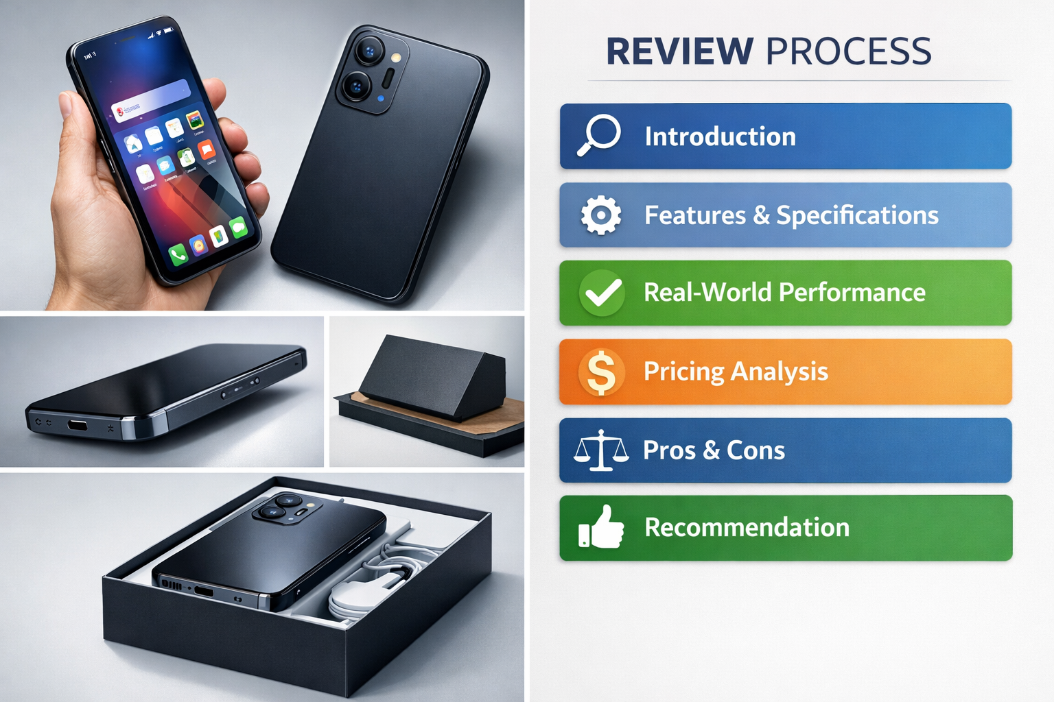 Product review process visualization showing review components and structure