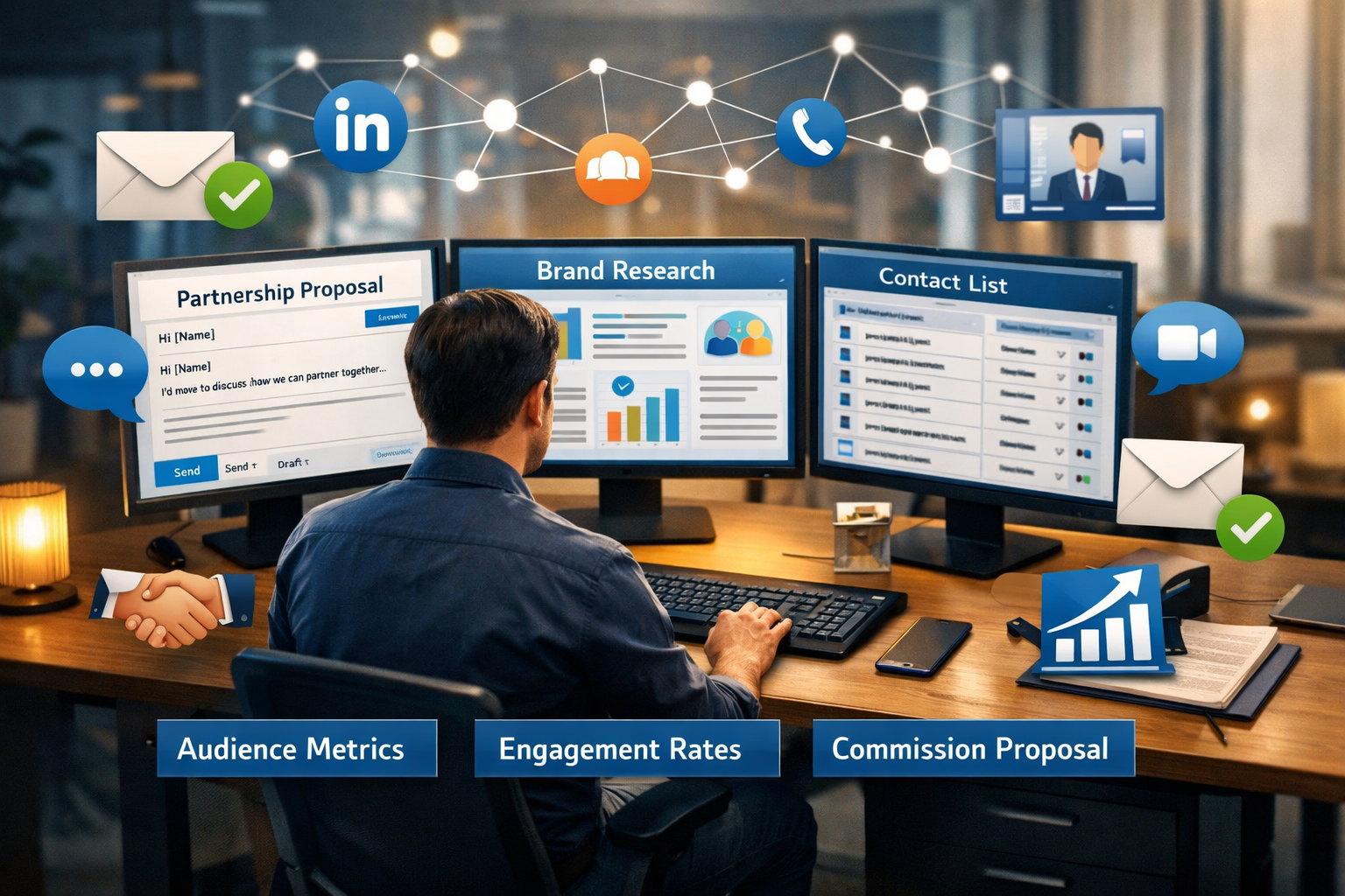 Strategia professionale di outreach e networking per partnership di affiliazione