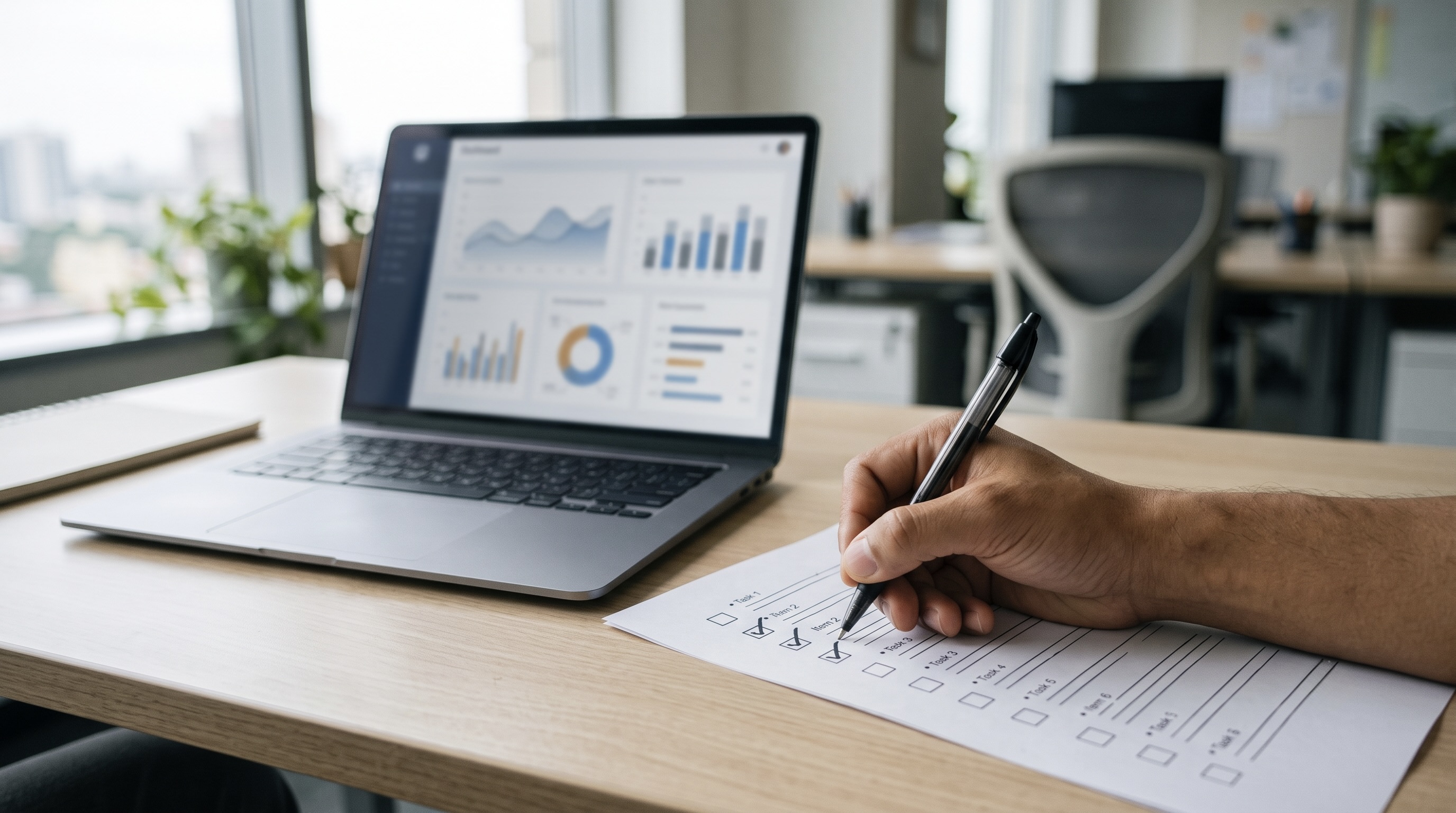 Revisione di una checklist per il rinnovo del programma di affiliazione insieme a un cruscotto delle performance
