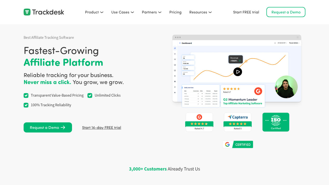 Software di tracciamento affiliati Trackdesk