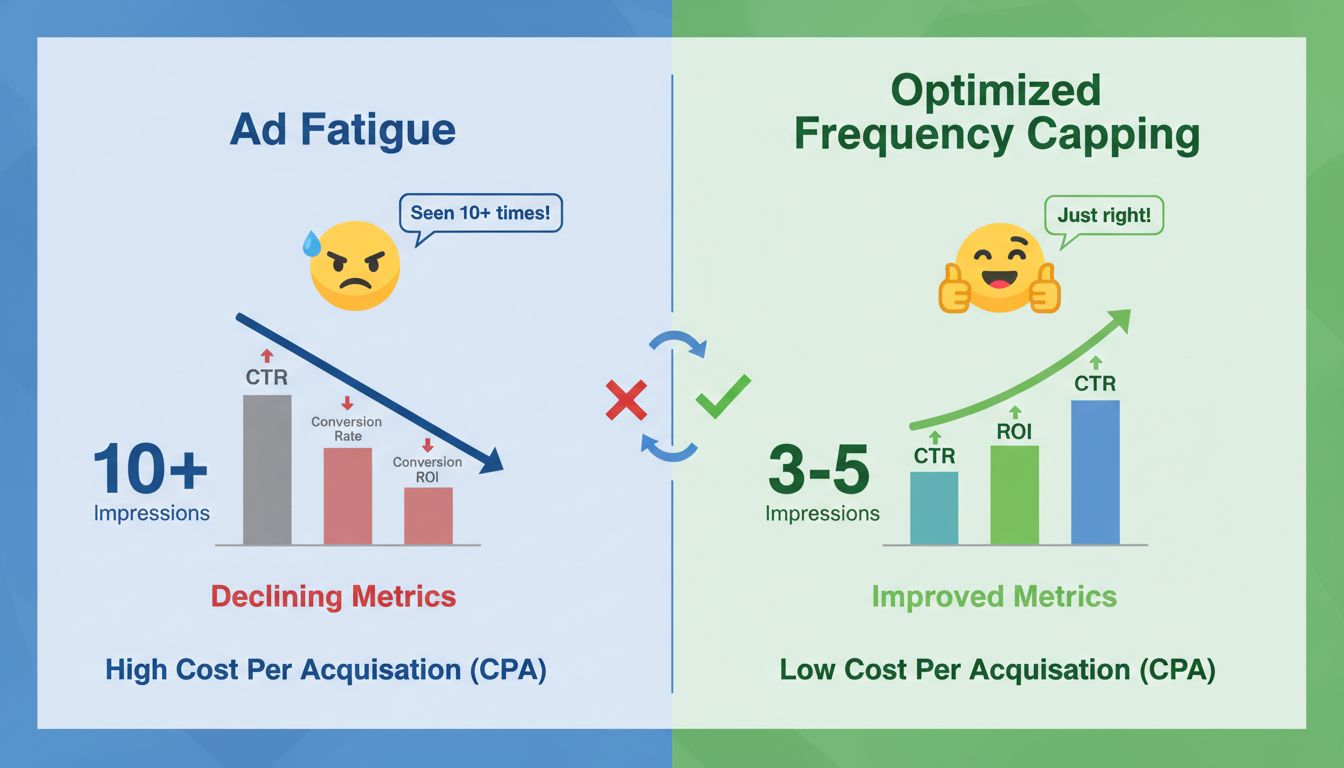 Confronto Frequency Capping: Fatica Pubblicitaria vs Frequency Capping Ottimizzato con miglioramento delle metriche