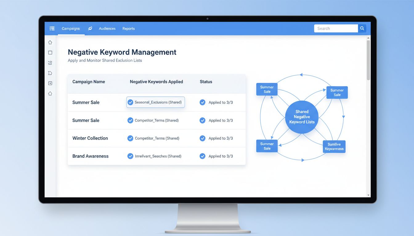 Posso usare parole chiave negative su più campagne?