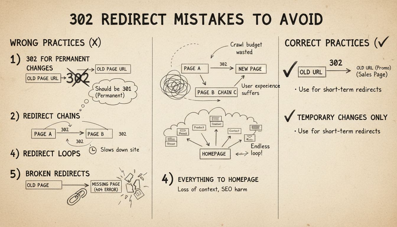 Cosa evitare quando si usano i redirect 302: Best practice