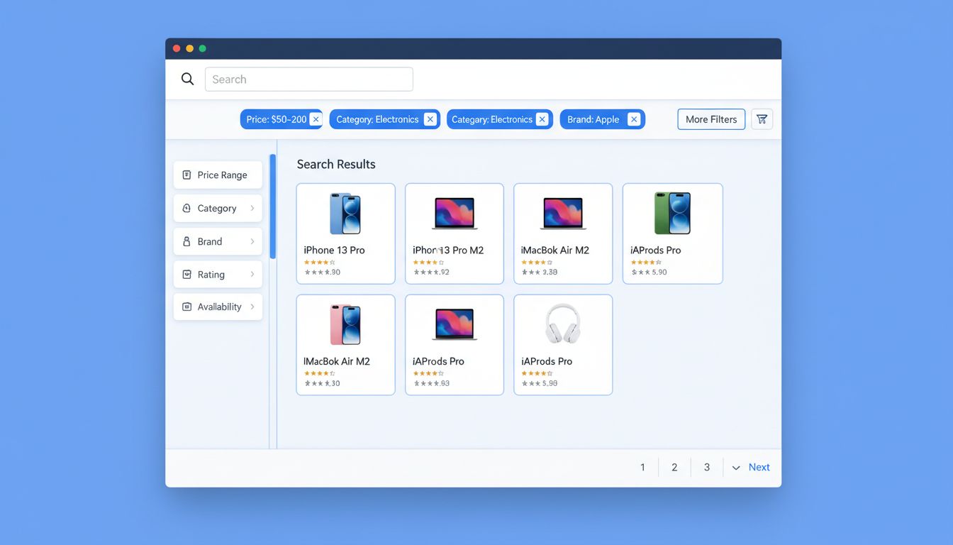 Intestazioni dei filtri di ricerca avanzata che mostrano i filtri selezionati nella barra dell'intestazione con pannello filtri minimizzato