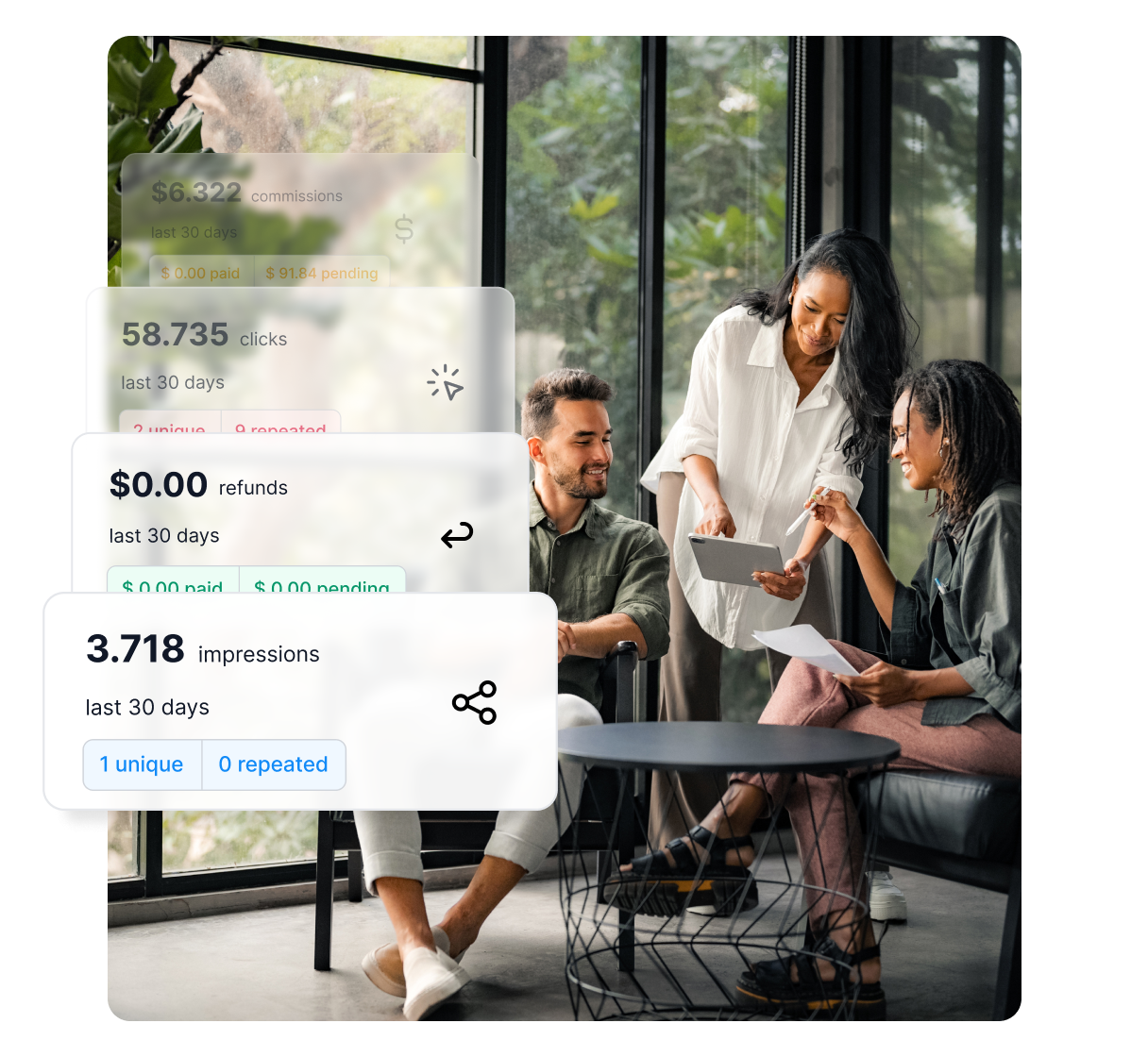 Screenshot della dashboard di Post Affiliate Pro con panoramica generale e metriche.