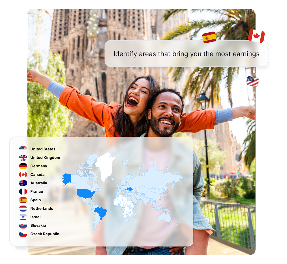 Funzione sovrapposizione mappa in Post Affiliate Pro che mostra la distribuzione geografica del successo dei programmi affiliati.