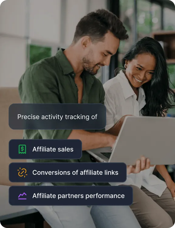 Una dashboard che monitora le vendite affiliate, le conversioni dei link affiliati e le performance dei partner affiliati.