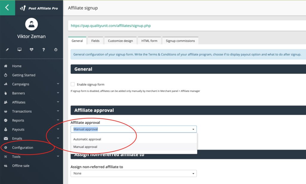 Approvazione automatica degli affiliati