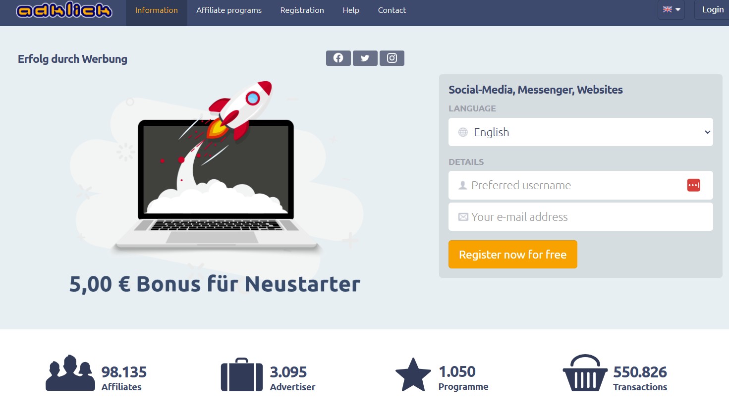 Programma di affiliazione AdKlick