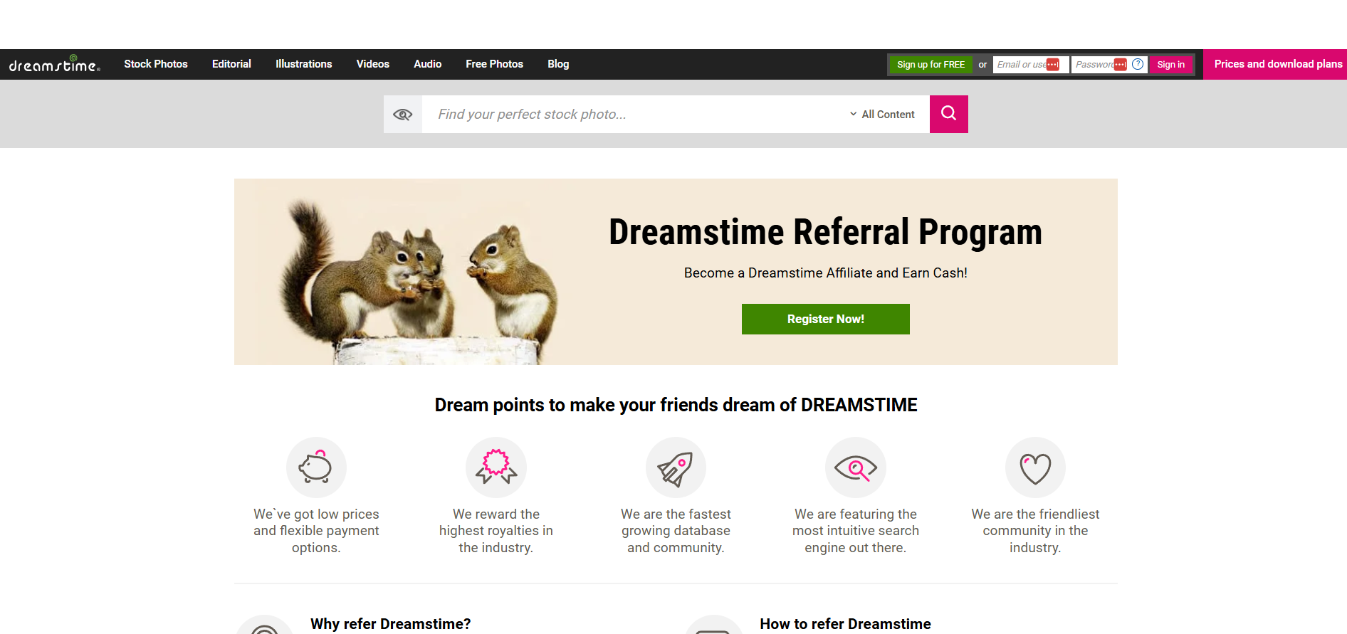 Programma di affiliazione Dreamstime
