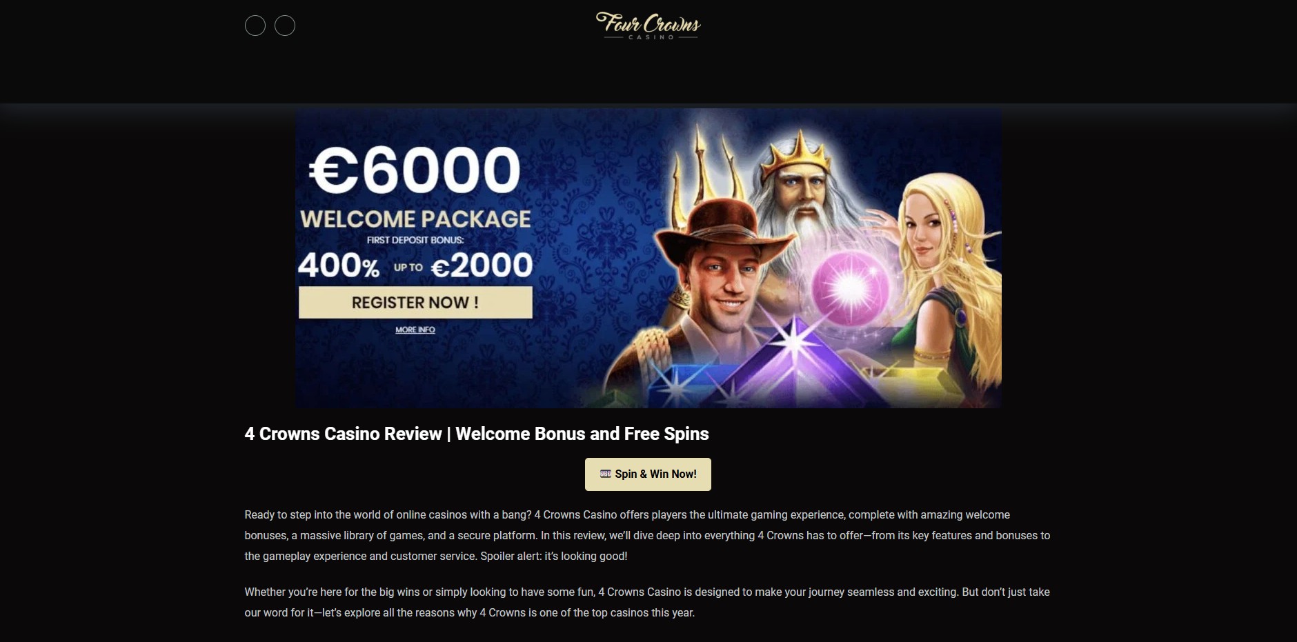Programma di Affiliazione Four Crowns Casino