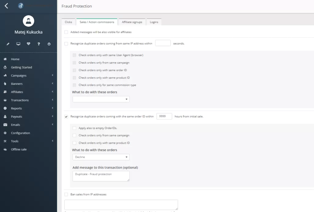 Grafica che illustra la gestione degli affiliati.