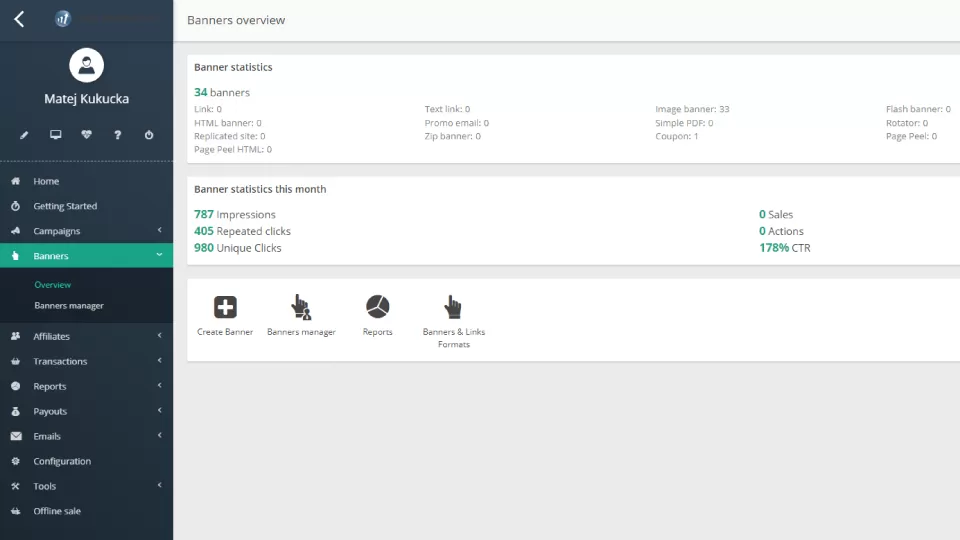 Panoramica dei materiali promozionali di Post Affiliate Pro.