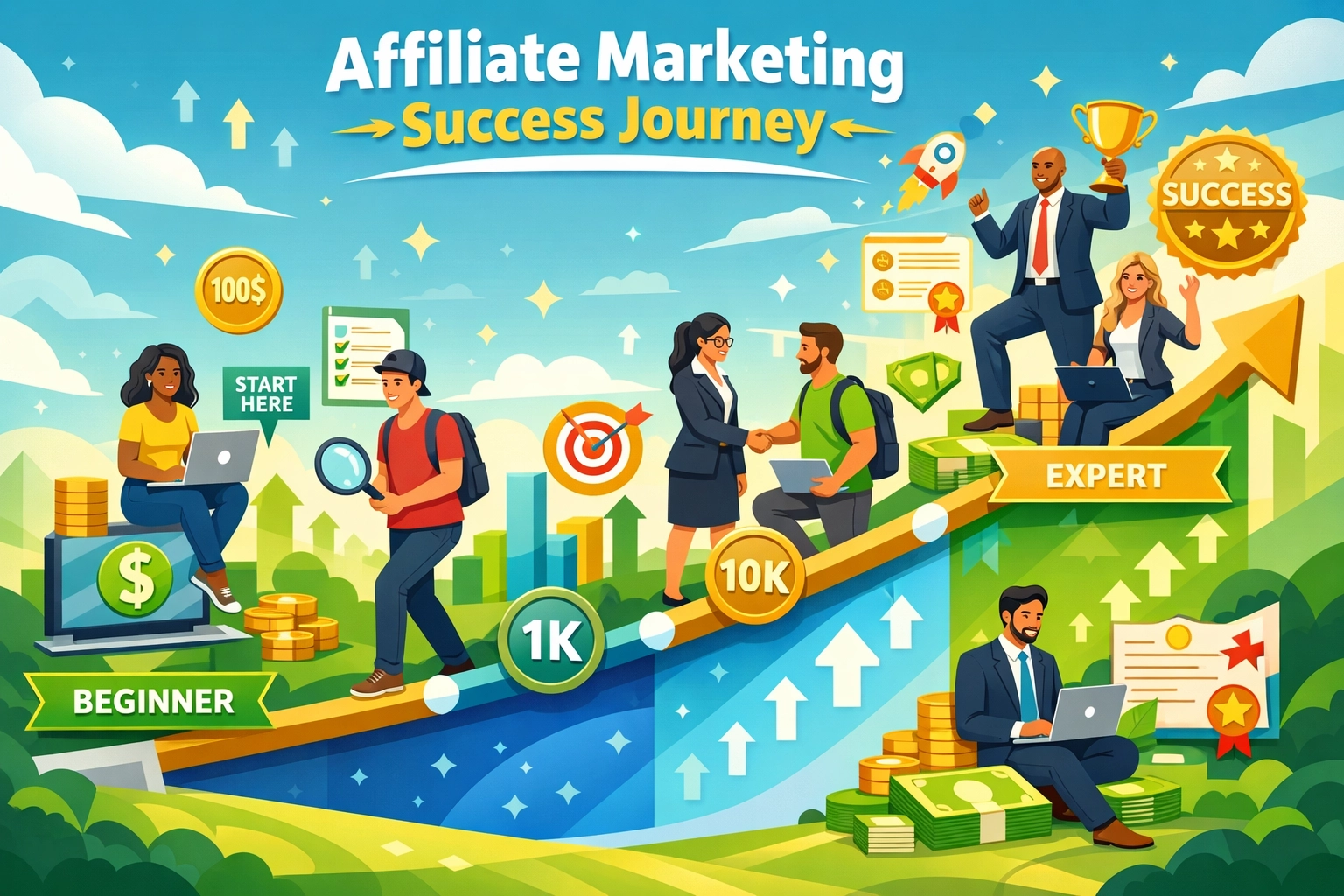 Success visualization showing growth trajectory in affiliate marketing