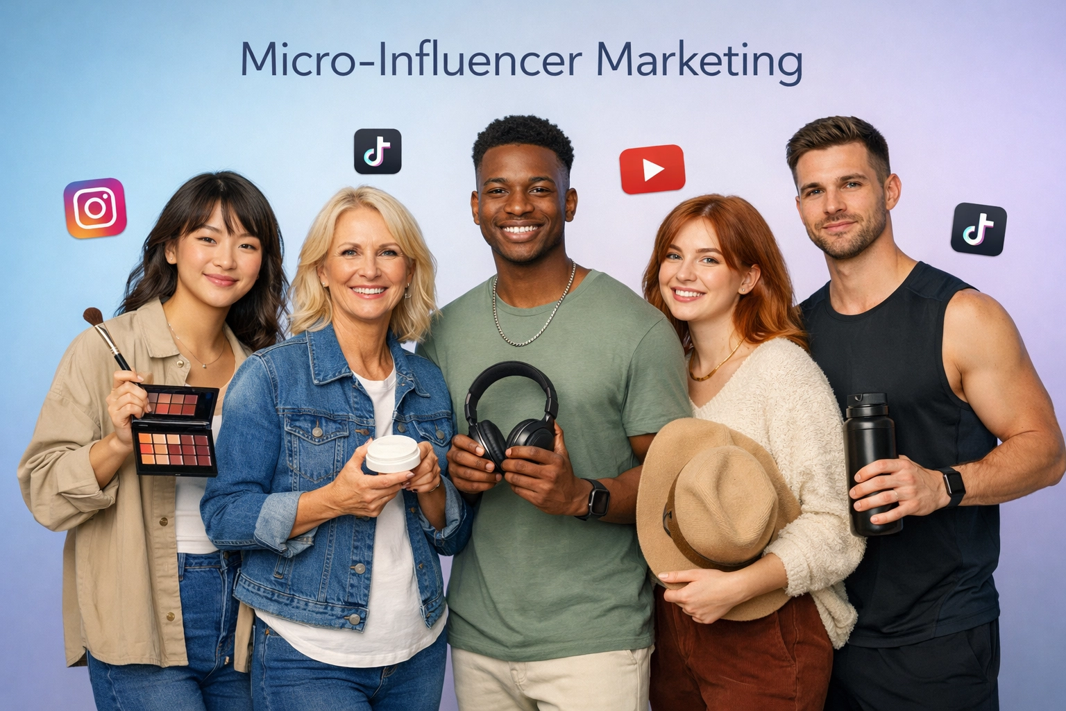 Diverse micro-influencer che presentano prodotti differenti