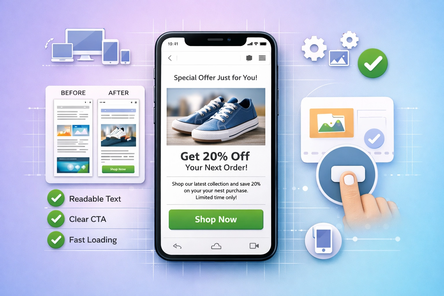Ottimizzazione email mobile-first con layout responsive e pulsanti adatti al pollice