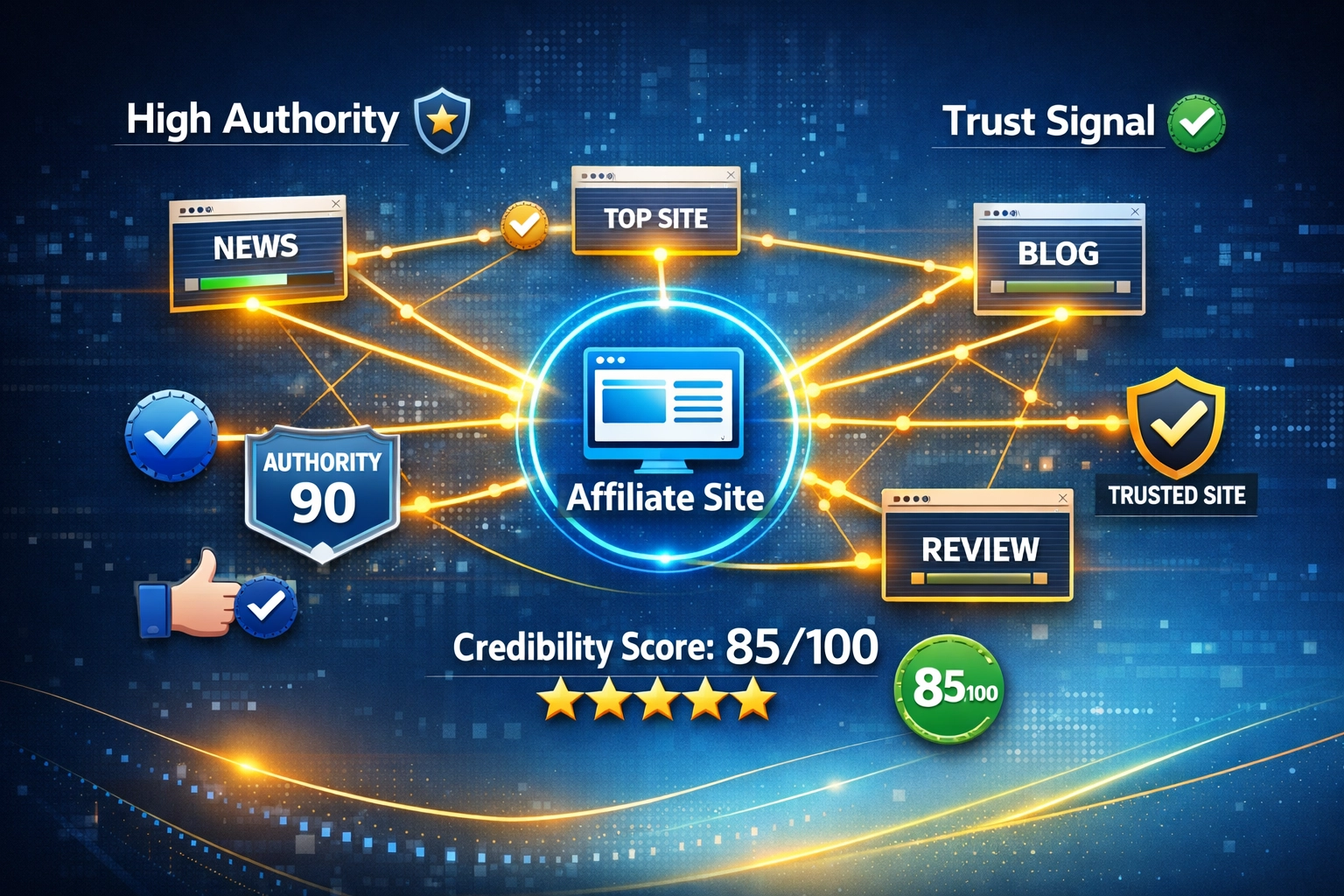 Trust and credibility signals in digital marketing network