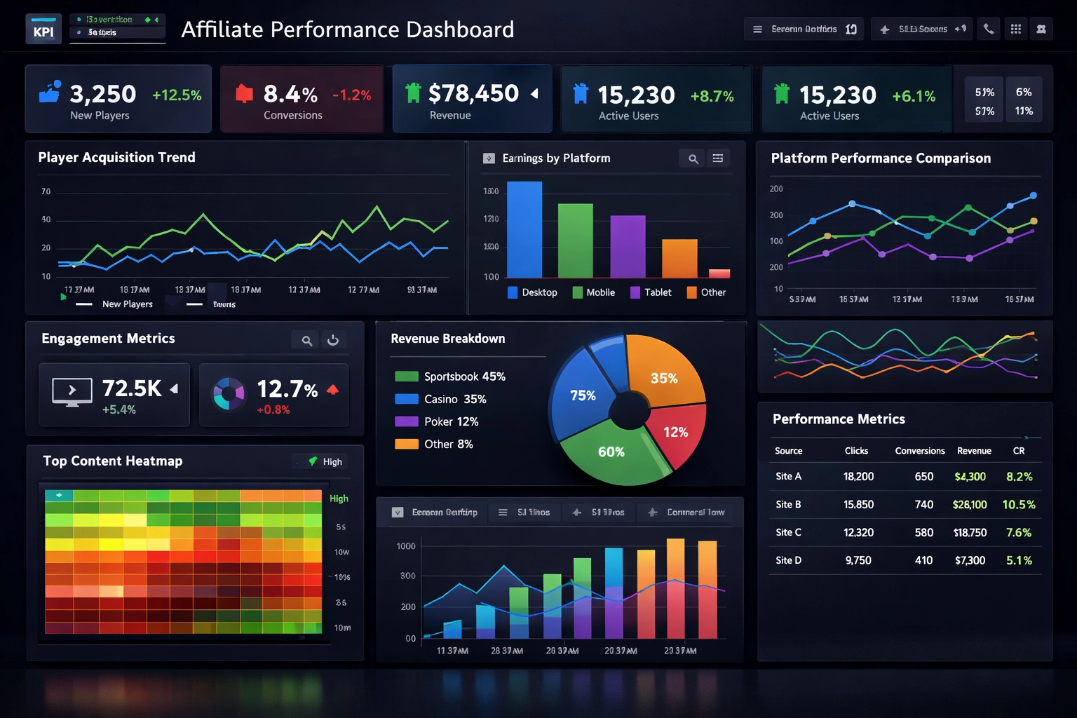 Dashboard analytics performance affiliati betting