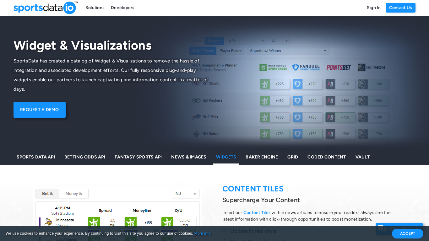 Piattaforma widget SportsDataIO