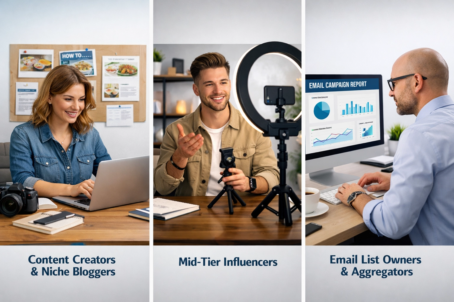 Tre tipi di partner affiliati: blogger, influencer e email marketer