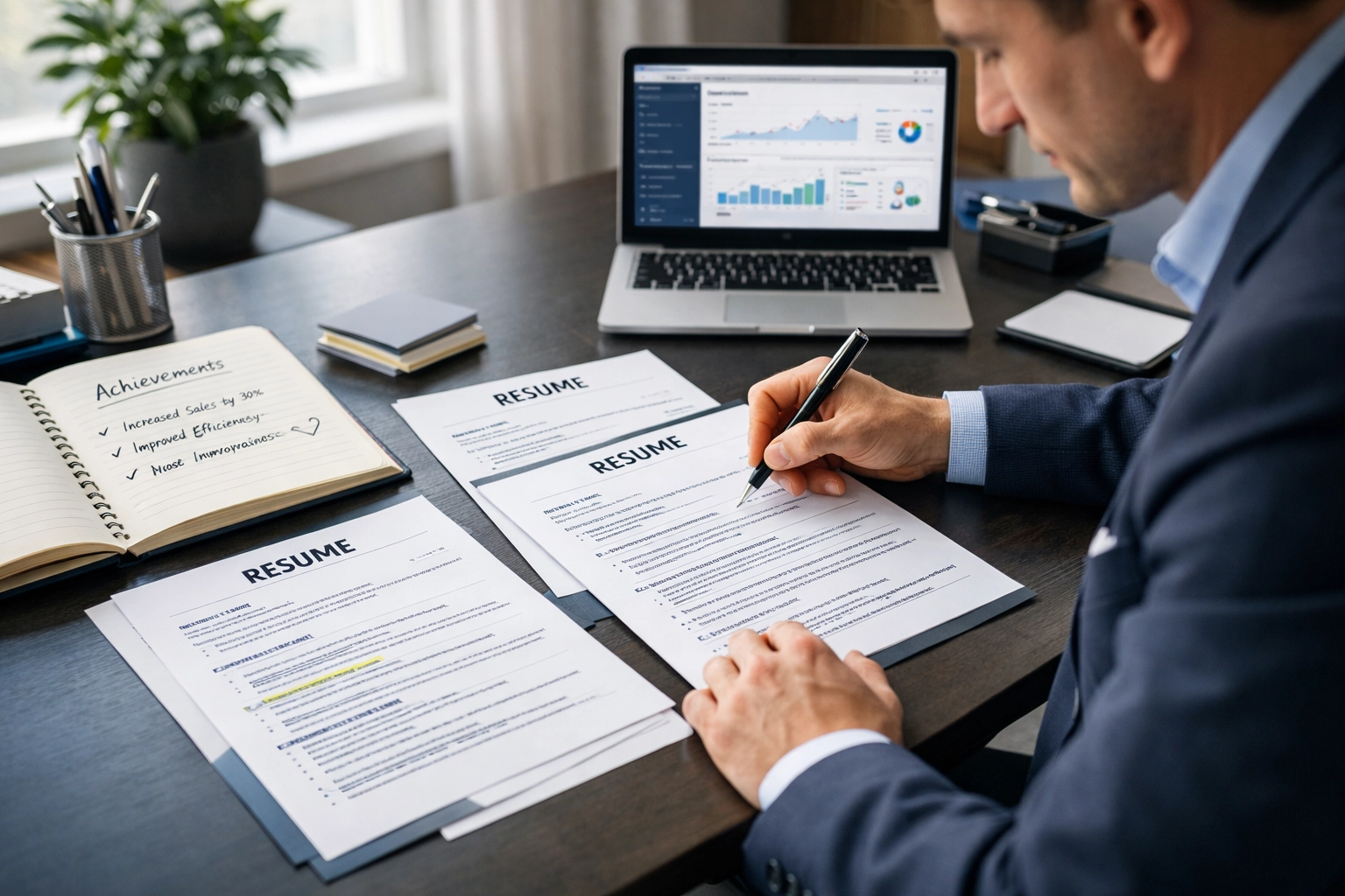 Professionista che documenta i risultati e traccia le metriche sul curriculum