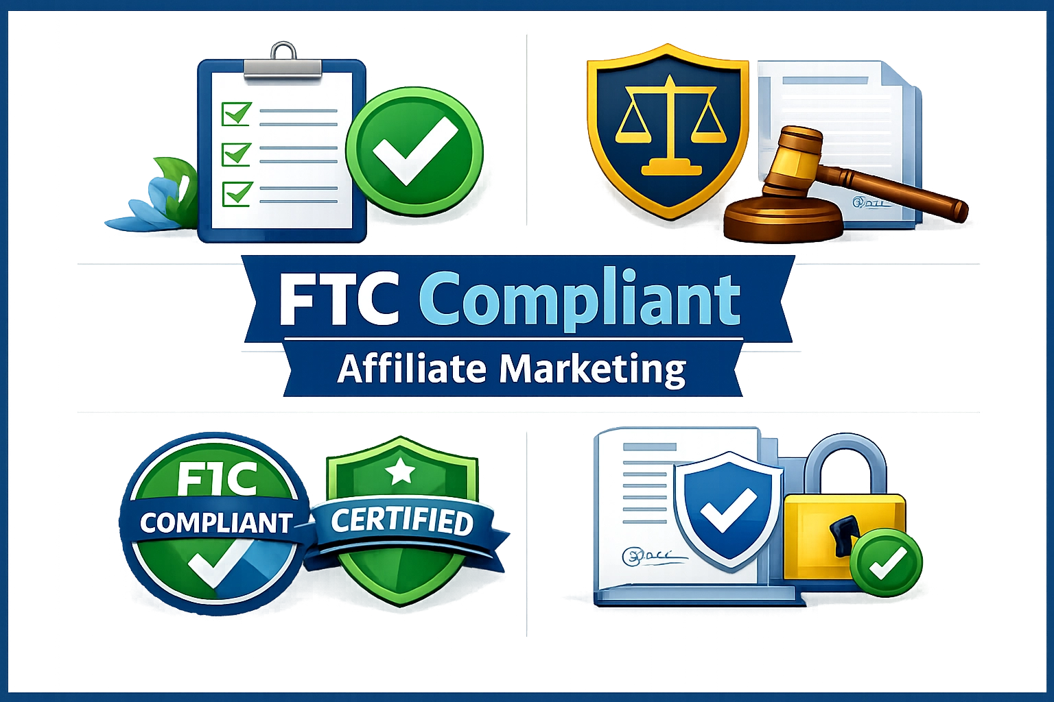 Affiliate marketing conforme FTC - Visualizzazione badge di conformità e quadro legale