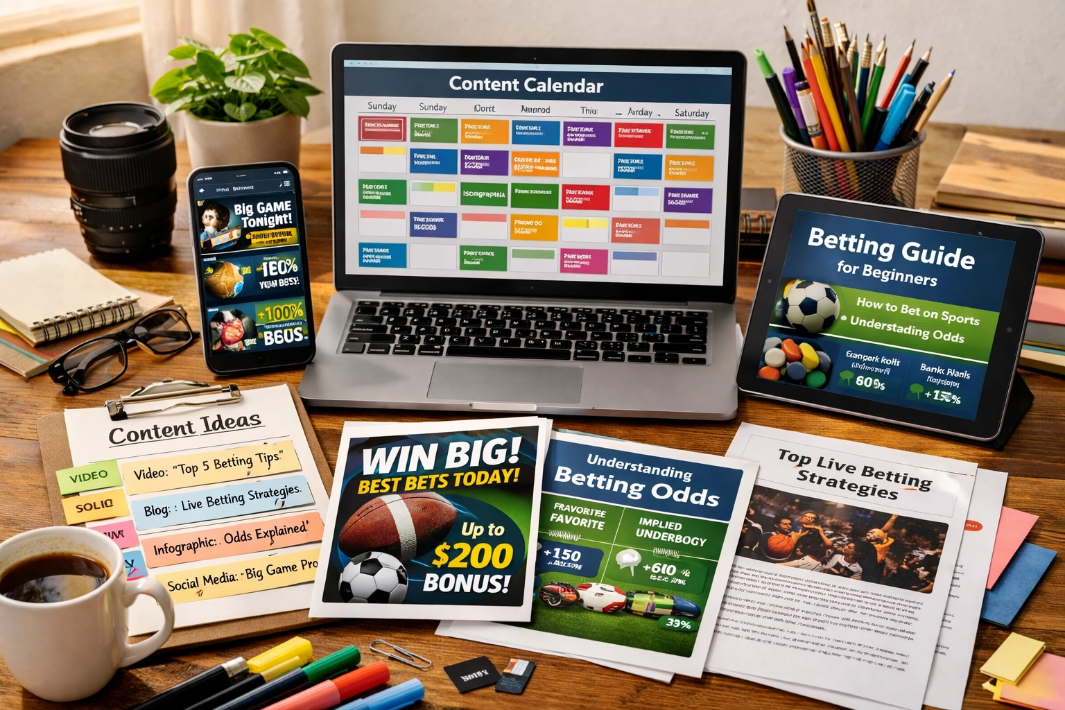 Workspace creazione contenuti affiliati betting