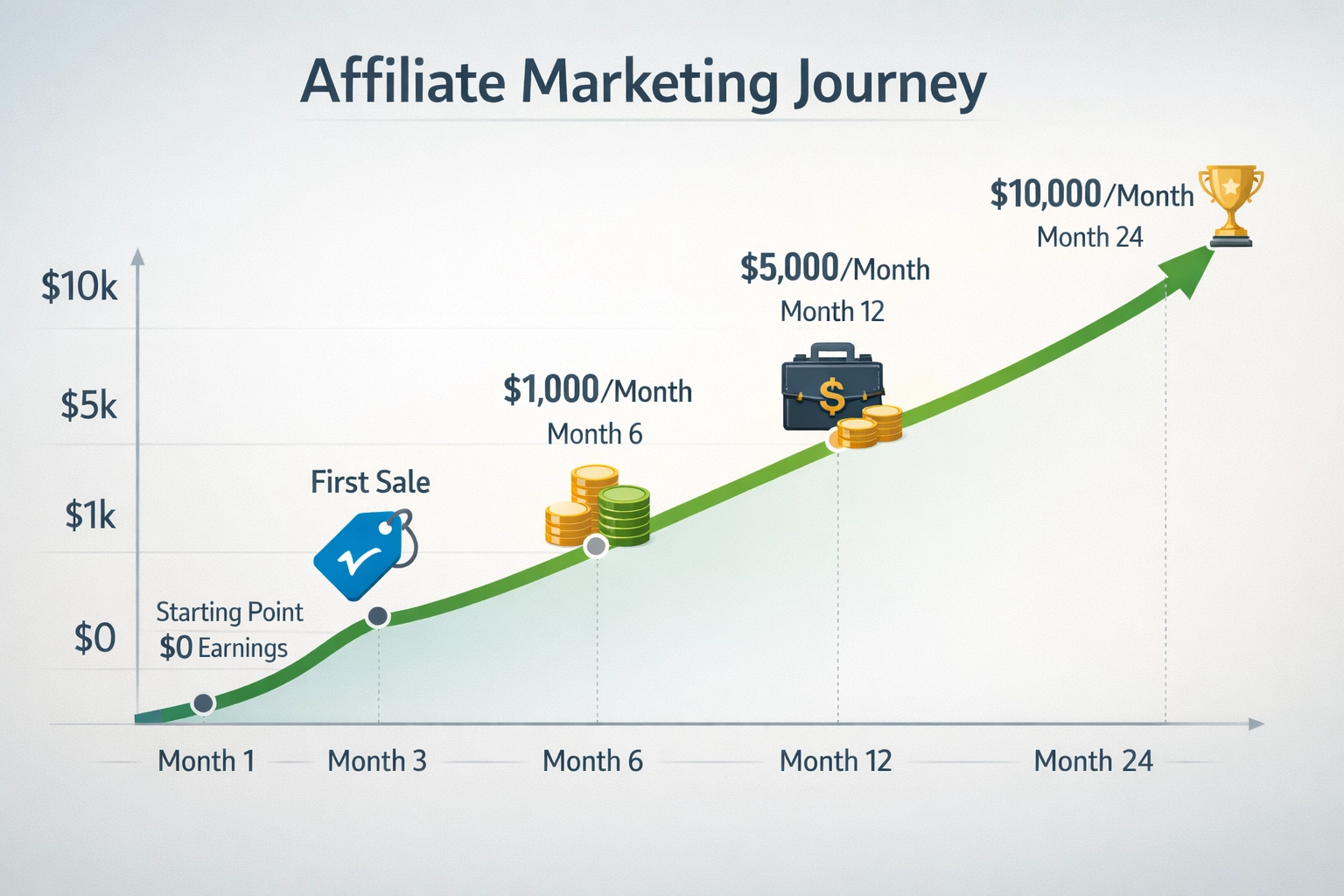 Cronologia del successo di un Affiliate Marketer dal Mese 1 al Mese 24