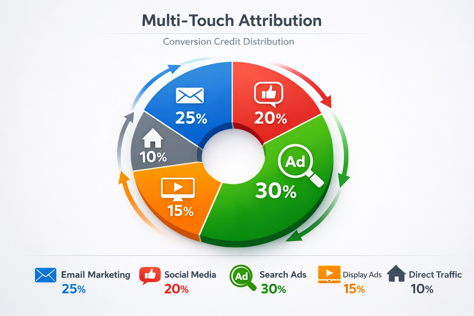 Distribuzione del credito attribuzione multi-touch sui canali marketing