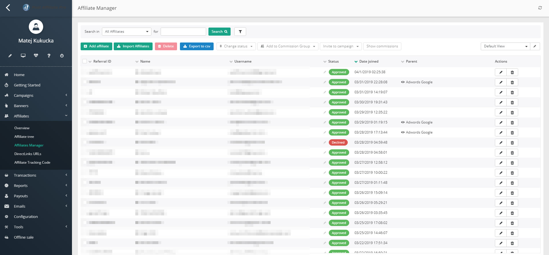Gestione affiliati di Post Affiliate Pro