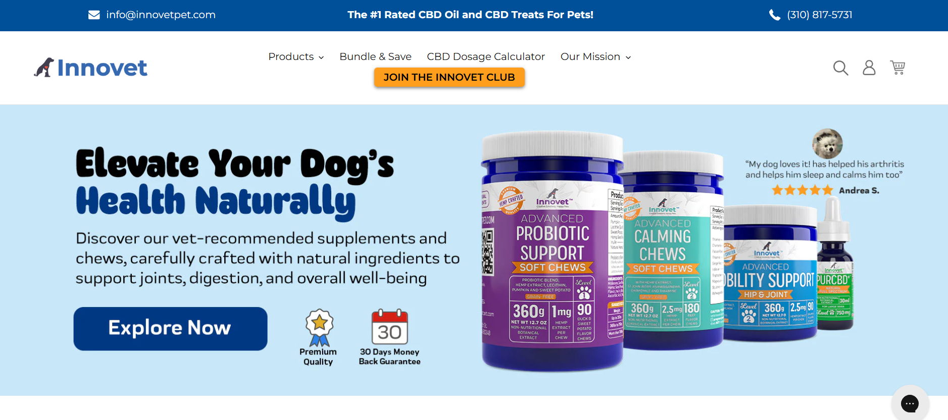 Screenshot del sito web Innovet Pet
