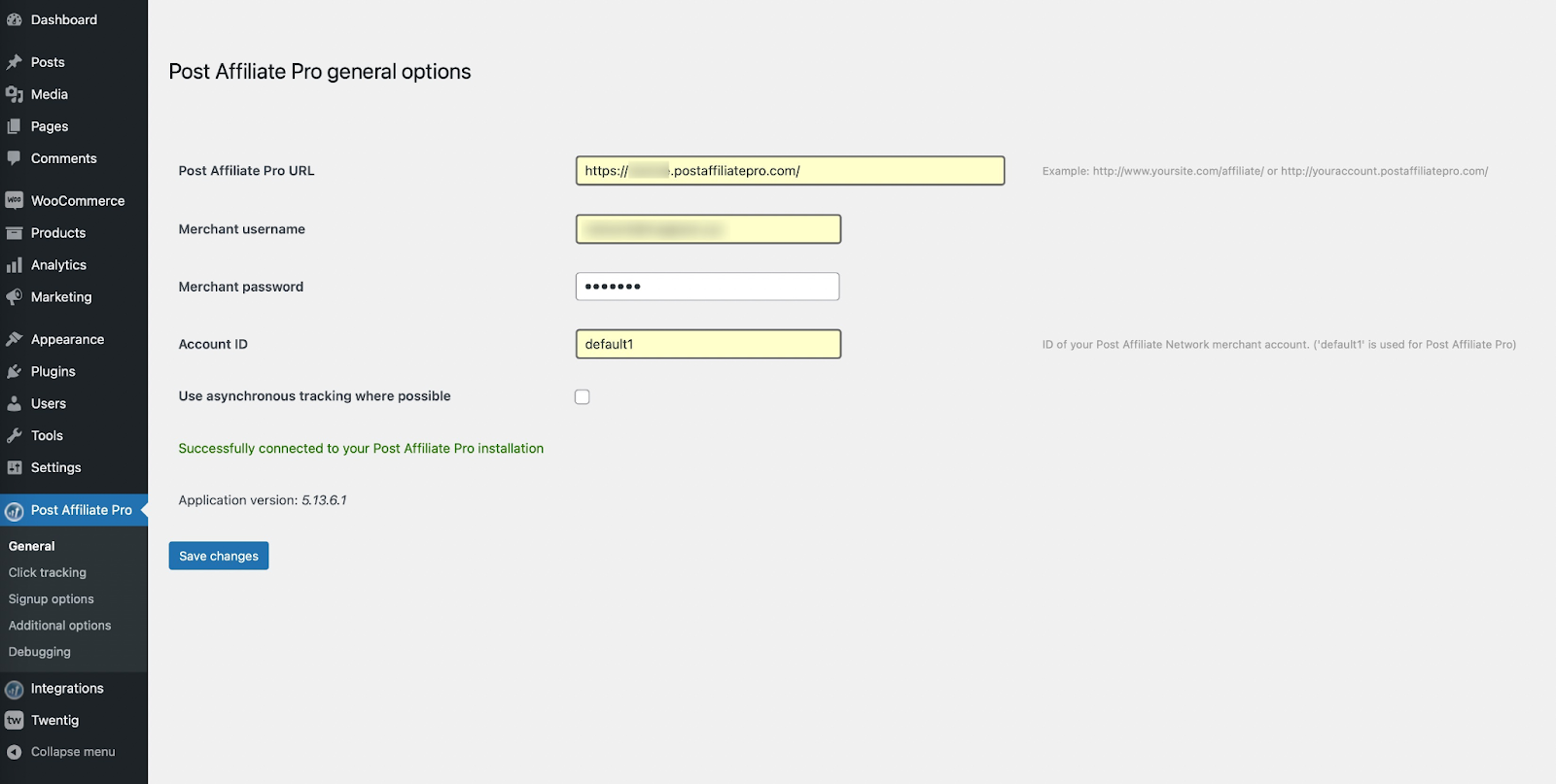 Screenshot of Post Affiliate Pro’s affiliate plugin general options