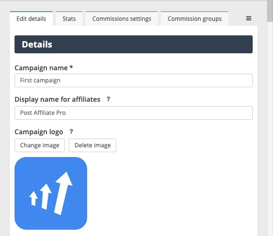 Campo Nome visualizzato campagna per affiliati di Post Affiliate Pro