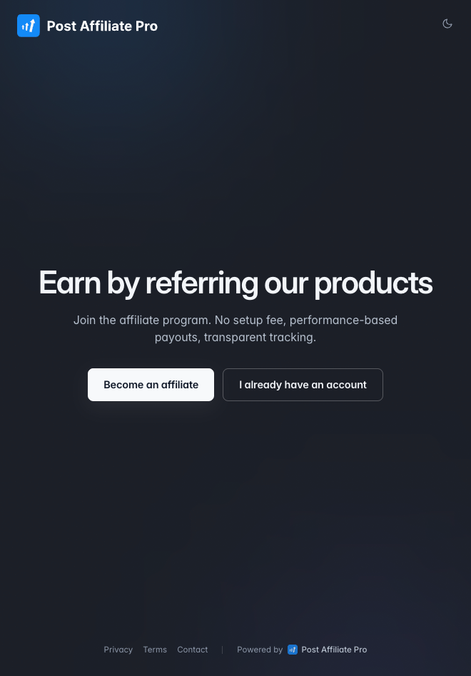 Tema di iscrizione Trace di Post Affiliate Pro