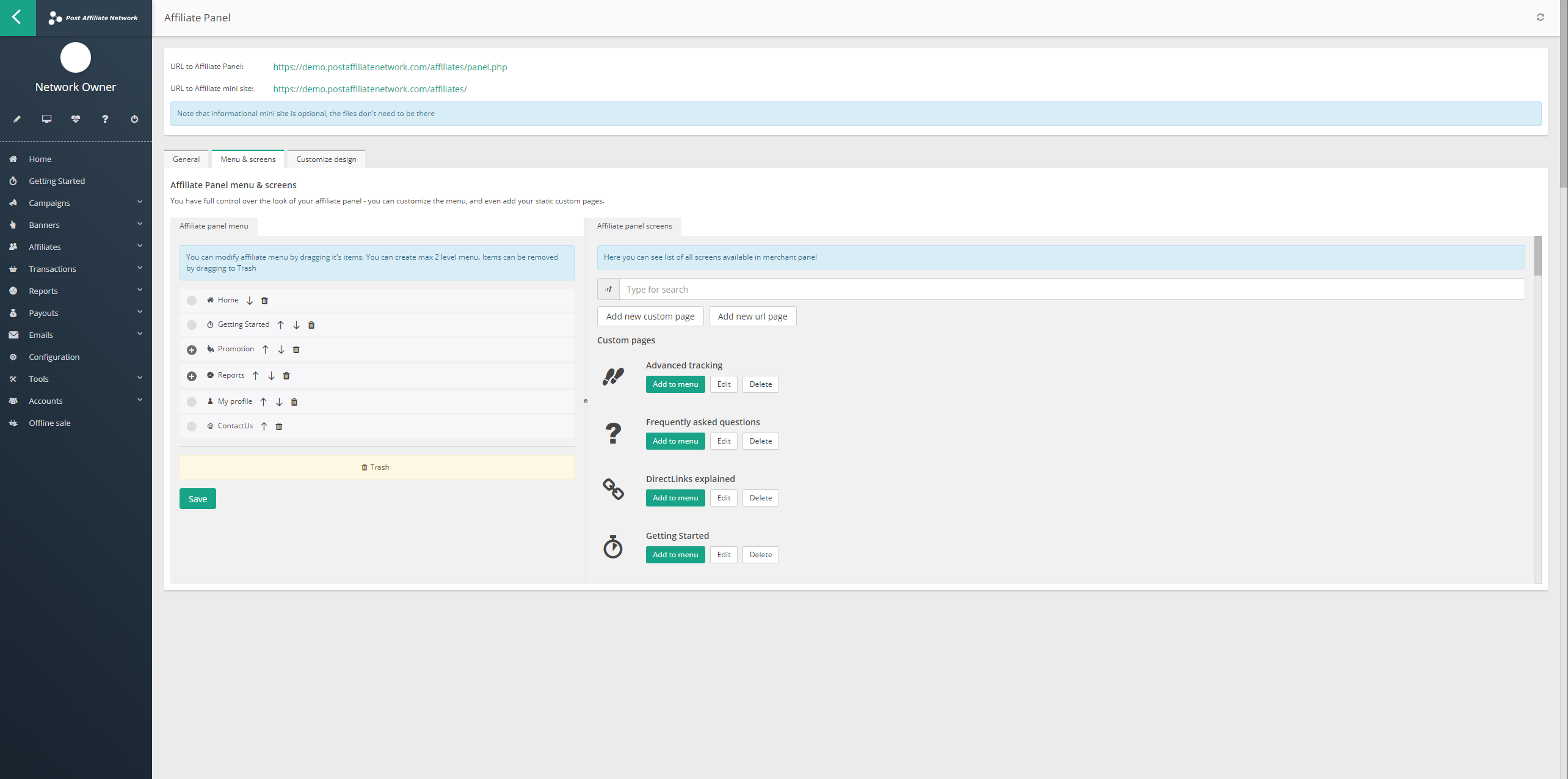 Search bar for affiliate screen in Post Affiliate Pro Configuration