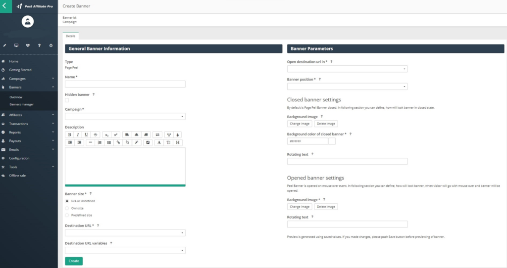 Post Affiliate Pro - crea banner peel