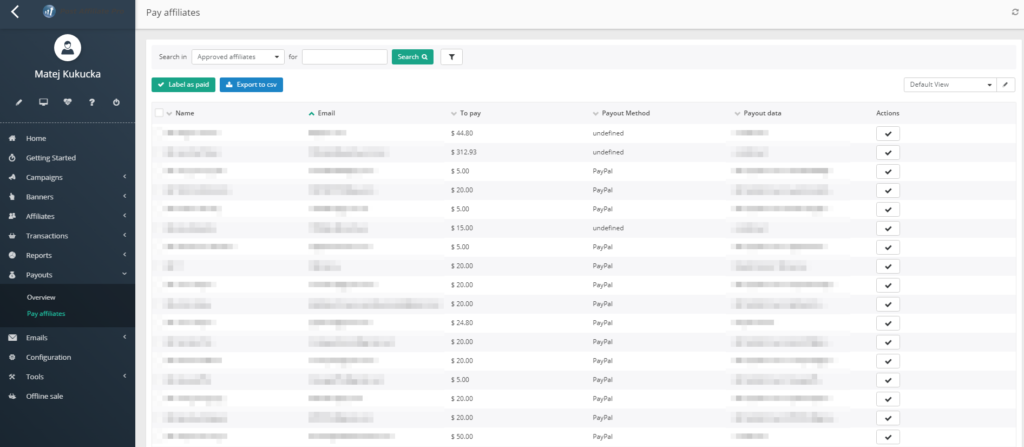 Post Affiliate Pro - pagamenti agli affiliati