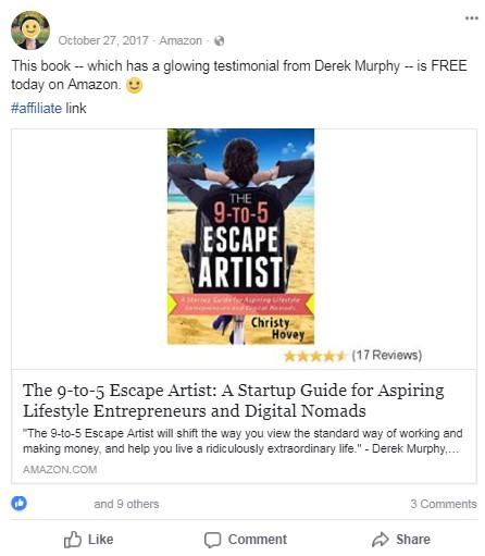 Pagina Facebook per affiliate marketing