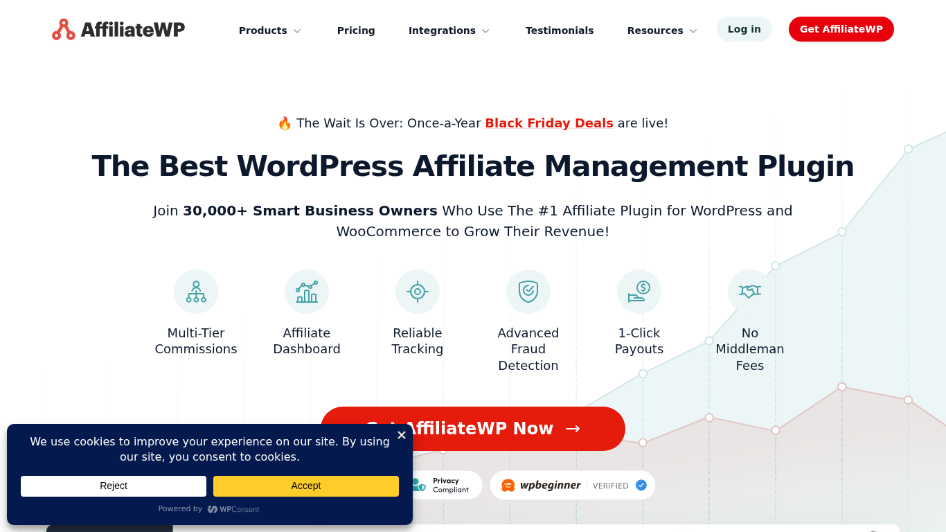 Dashboard del plugin AffiliateWP per WordPress