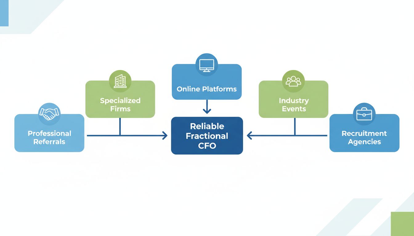 Cinque canali principali per trovare un Fractional CFO affidabile: Referenze professionali, società specializzate, piattaforme online, eventi di settore e agenzie di recruitment