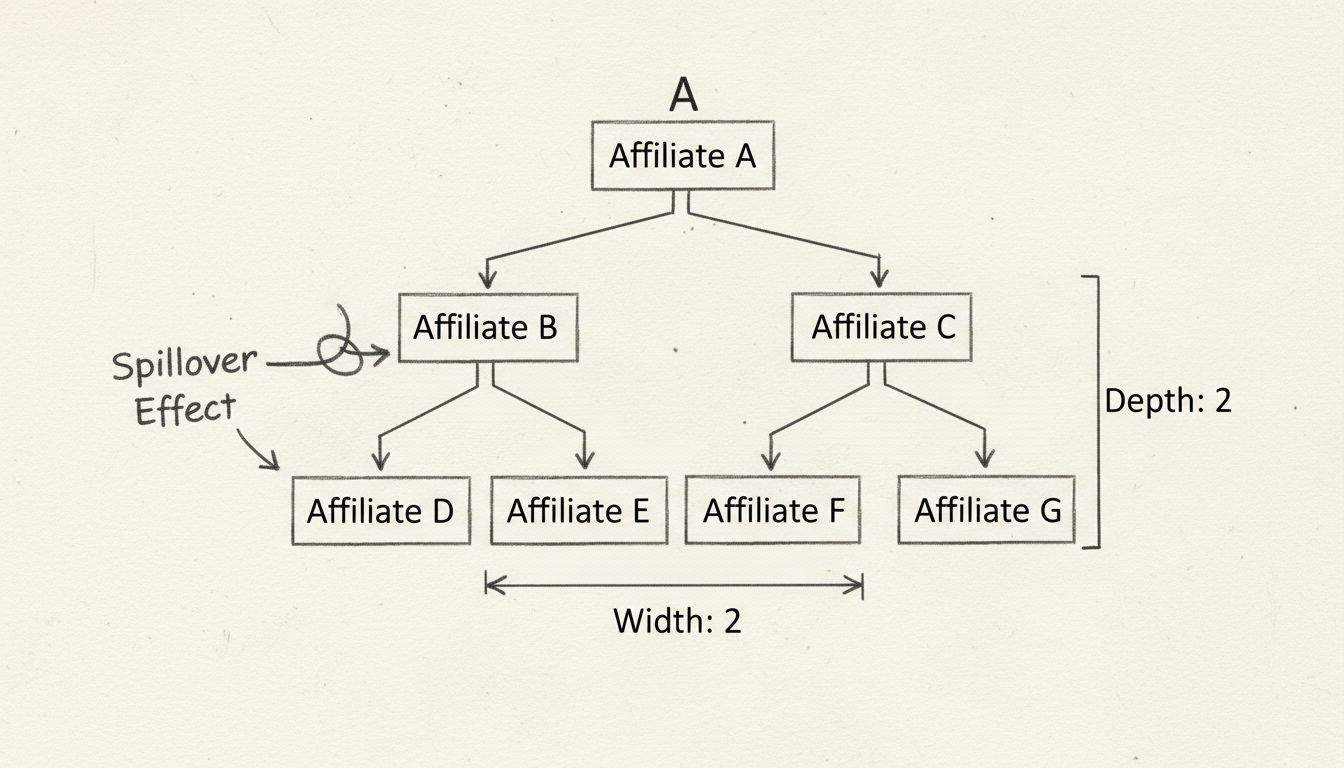 Diagramma disegnato a mano della struttura forced matrix con effetto spillover, parametri di larghezza e profondità