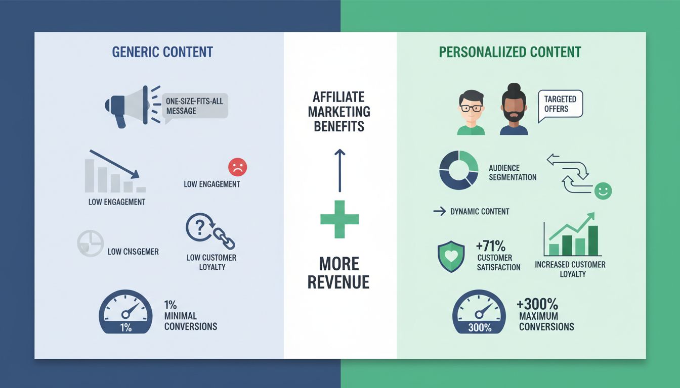 Confronto dei benefici della personalizzazione dei contenuti: marketing generico vs personalizzato con metriche di conversione