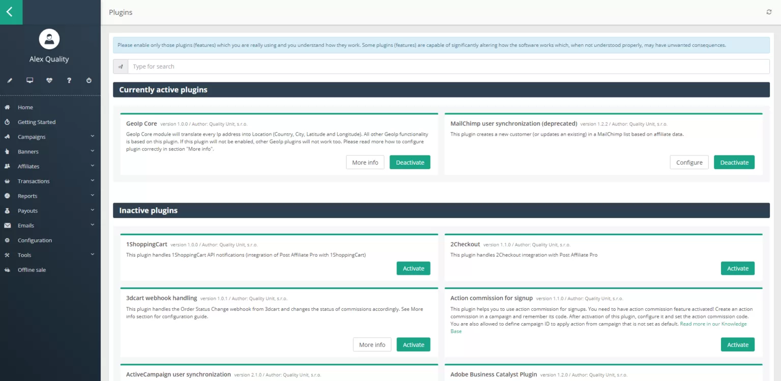 Plugin Post Affiliate Pro