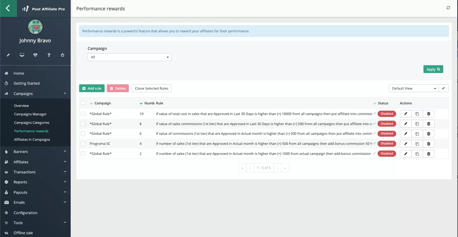 Ricompense per le prestazioni in Post Affiliate Pro