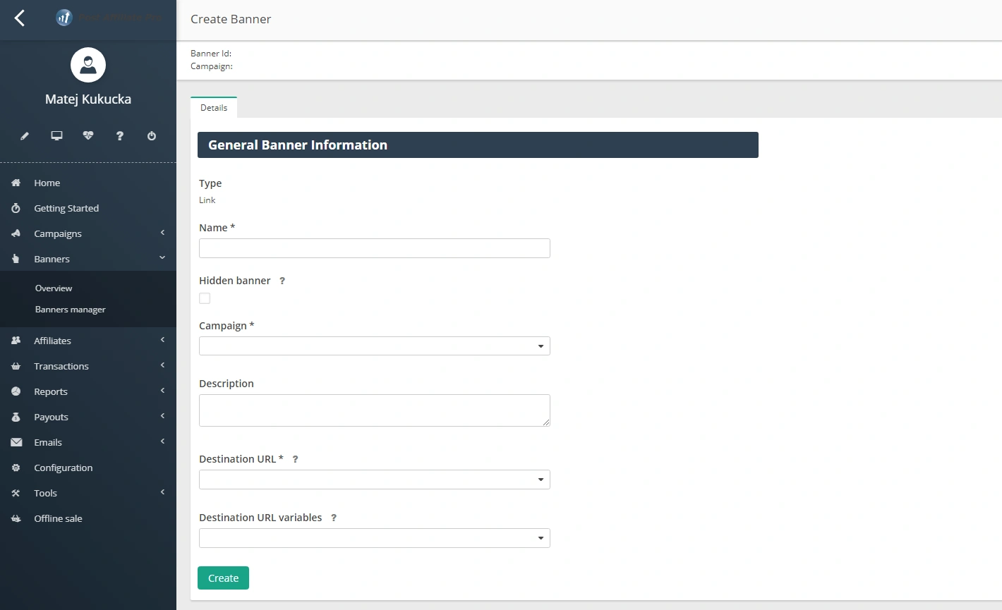 Create banner in Post Affiliate Pro