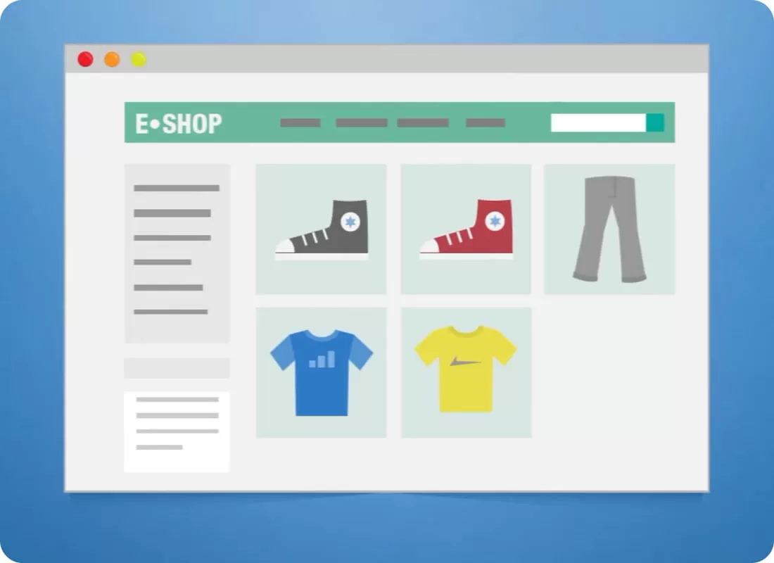 Un'immagine che illustra il layout di un e-shop.