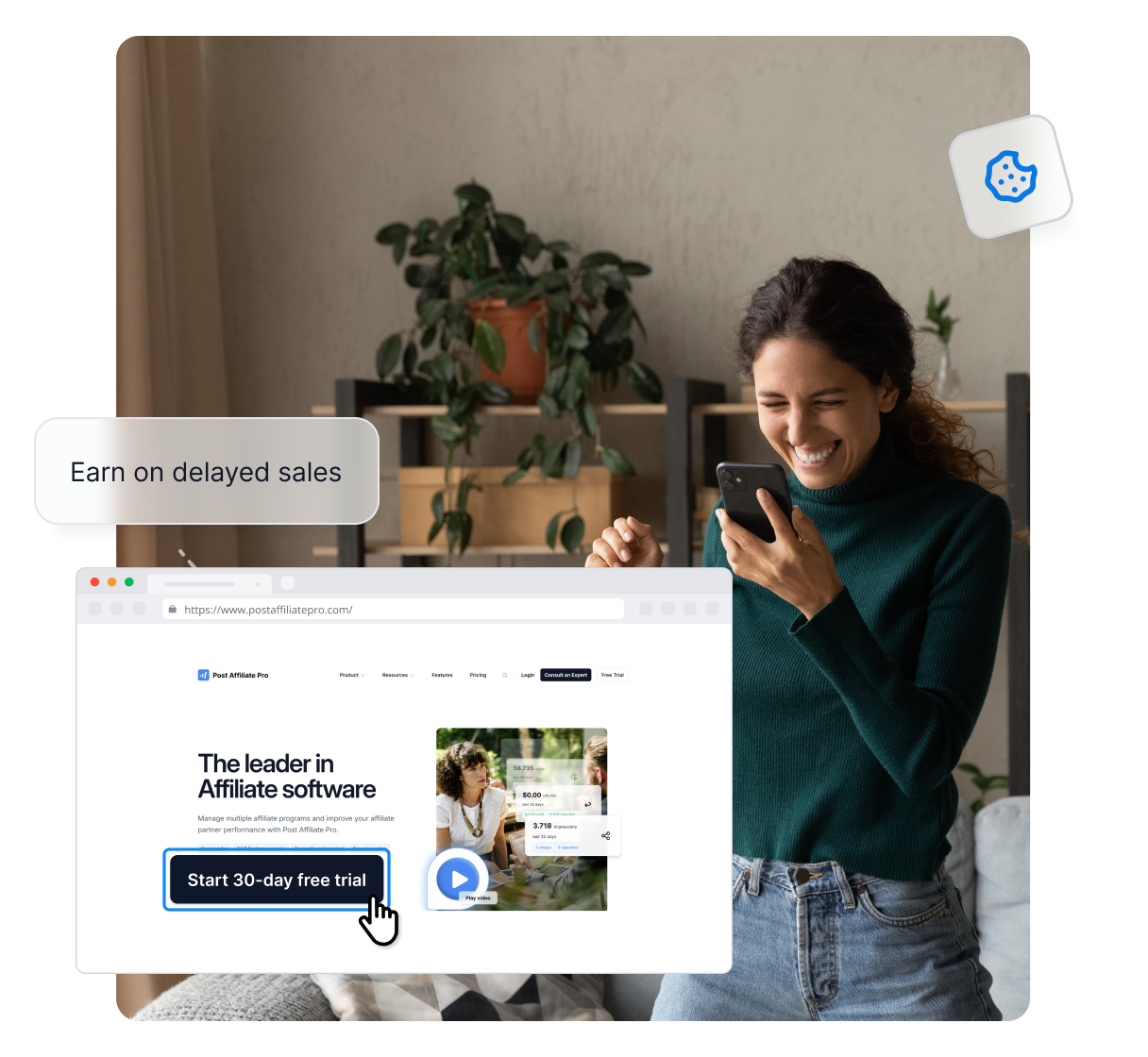 Un'infografica che mostra le aree in cui Post Affiliate Pro può aiutarti, come identificare il pubblico, creare strutture di commissione e altro.