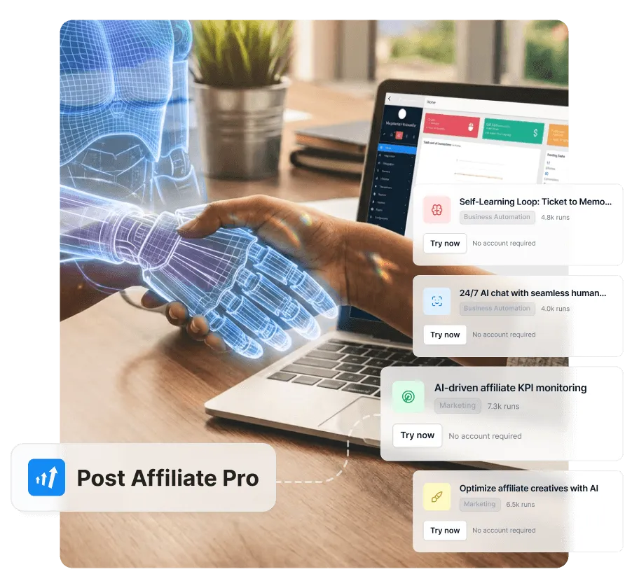 Aggiornamento prova gratuita PostAffiliatePro — 33% di sconto più flussi AI per affiliate gratuiti fino a gennaio 2027
